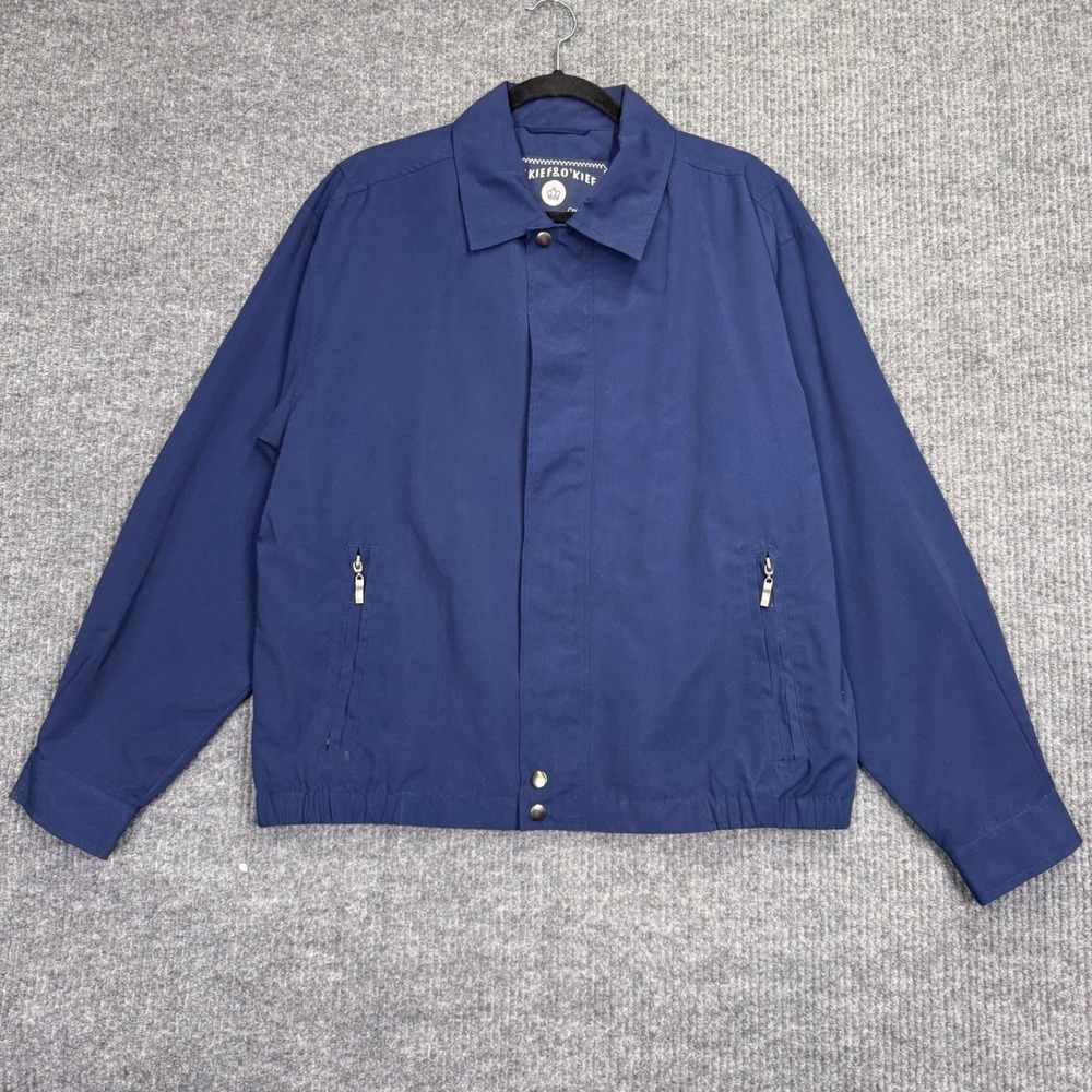 O'Kief & O'Kief Mens Navy Blue Microfiber Full Zip Jacket Size Large